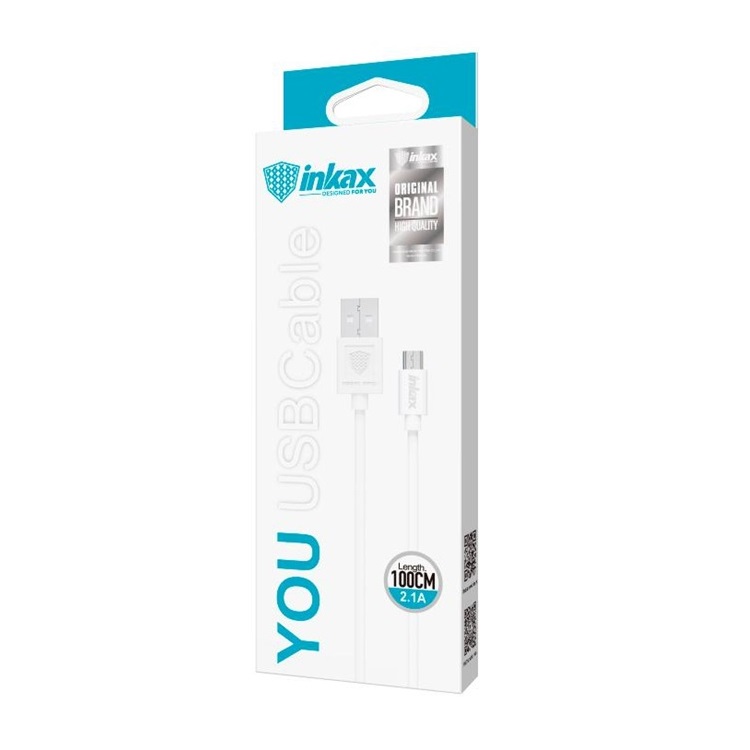 Cable Inkax Micro USB 2.1a CK 01 Blanco compuparteslab.com